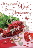 This anniversary card presents a vivid scene of heartfelt celebration, as if arranged on a polished table in a Bracknell Forest home just before the recipient walks into the room. A cascade of red roses sweeps across the upper part of the design, the blooms rich and velvety, their deep colour intensified by the soft blush undertones in the background. Each petal is defined with subtle highlights, suggesting fresh, dewy roses that might have been gathered that morning from a trusted local florist. Fine green foliage nestles among the blooms, adding texture and a feeling of movement, reminiscent of the gentle breeze through nearby woodland clearings. Beneath the roses, a heart-shaped locket lies partly open beside a delicate string of pearls, both resting on a shimmering surface that reflects their shapes and the surrounding crimson tones. A neatly folded envelope sits close at hand, ready to reveal a private message. Scattered jewel-like adornments and tiny heart symbols sparkle in the light, creating a sense of magic similar to the first glow of fairy lights on an evening walk through the village streets. A single butterfly motif drifts near the roses, adding a soft, tender note to the design. The overall palette of passionate reds, warm creams, and gentle golds conveys a deep, enduring affection, perfect for commemorating an anniversary and the promises renewed year after year in Bracknell Forest.